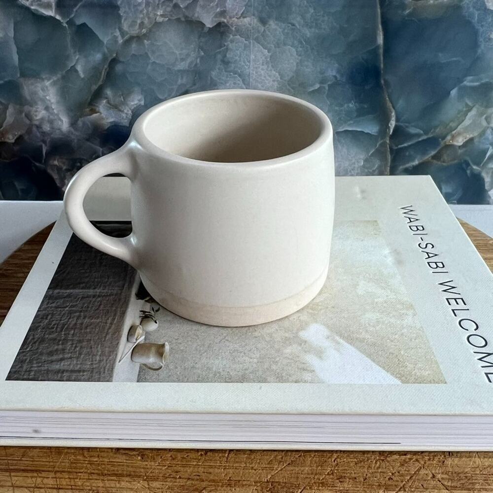 Crate&Barrel White Stoneware Mug 3.5" Made In Portugal